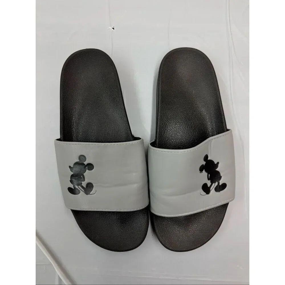 Disney Mickey Mouse Grey and Black Slides Size Womens 8